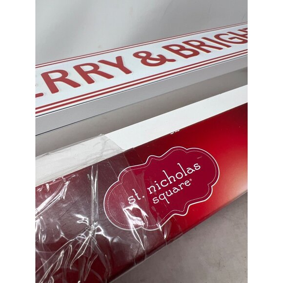 St. Nicholas Square Stocking Holder 19 Inches Red/White Merry & Bright & Special - Picture 4 of 7